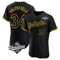 LA.Dodgers #34 Fernando Valenzuela Player Black World Series Snake Skin City Limited Elite Home Fdoa Stitched Jerseys
