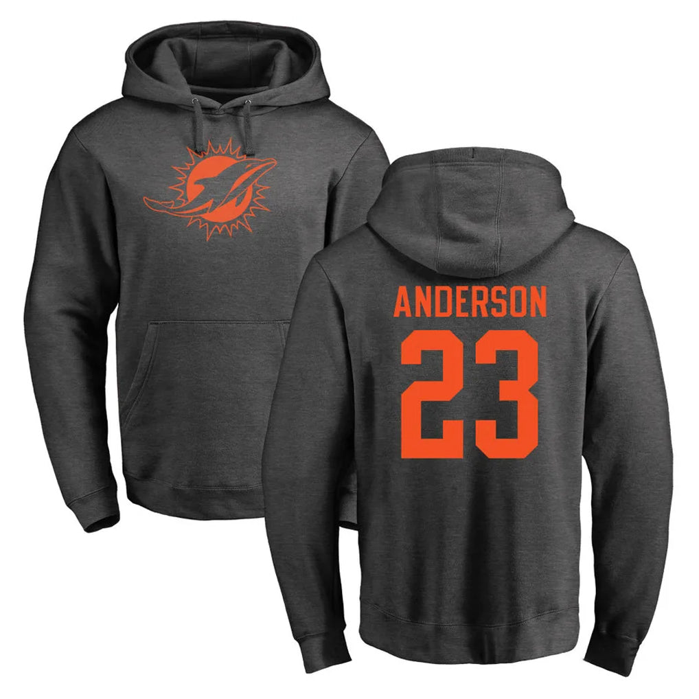 M.Dolphins #23 Zayne Anderson Player Darkgray Pullover Hoodies Limited Gdoa Stitched Jerseys