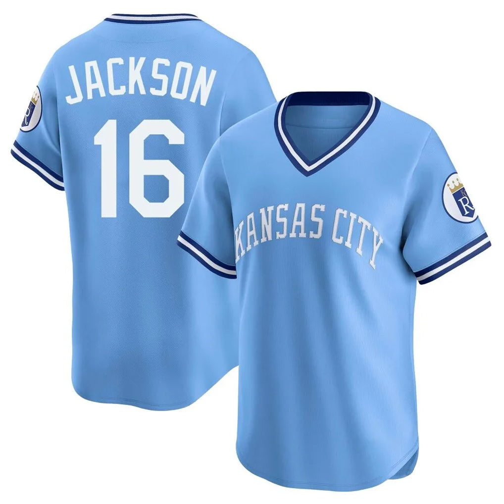 KC.Royals #16 Bo Jackson Player Light Blue Limited Throwback Cooperstown Collection T-shirt Gdoa Stitched Jerseys