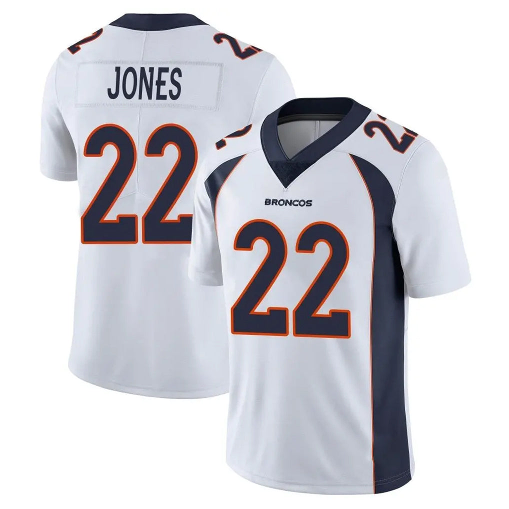 D.Broncos #22 Brandon Jones Player White Vapor Untouchable Limited Home Game Gdoa Stitched Jerseys