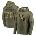 A.Cardinals #70 Paris Johnson Jr. Player Olive Salute to Service Pullover Hoodie Home Game Gdoa Stitched Jerseys