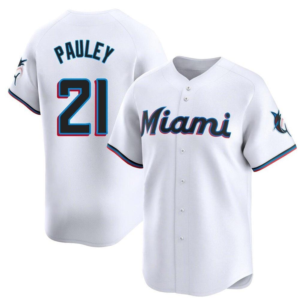 M.Marlins #21 Graham Pauley Player White  Home Limited Fdoa Stitched Jerseys