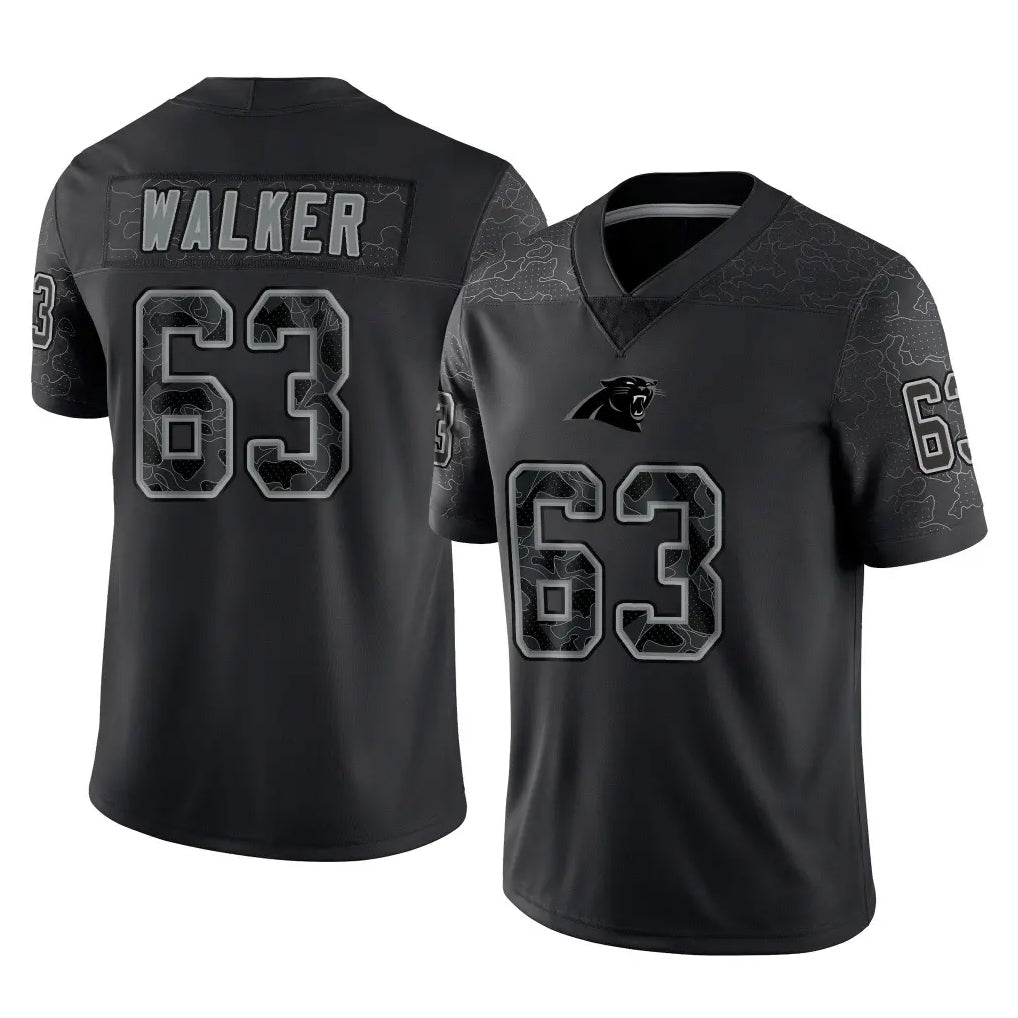 C.Panthers #63 Rasheed Walker Player Black Limited Reflective Game Gdoa Stitched Jerseys