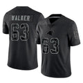 C.Panthers #63 Rasheed Walker Player Black Limited Reflective Game Gdoa Stitched Jerseys