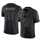 C.Panthers #63 Rasheed Walker Player Black Limited Reflective Game Gdoa Stitched Jerseys