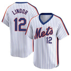 NY.Mets #12 Francisco Lindor Player White Cooperstown Collection T-shirt Game Fdoa Stitched Jerseys