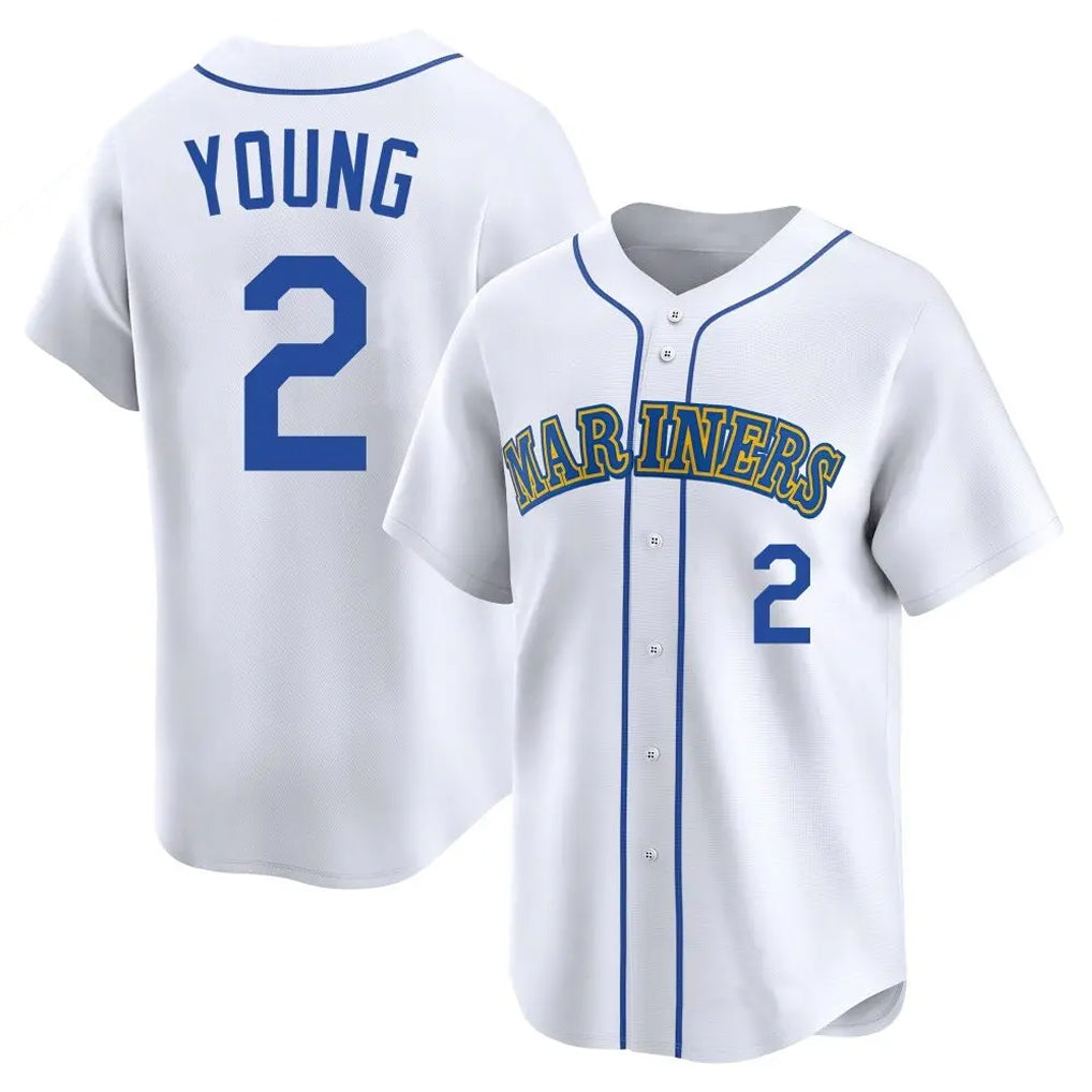 S.Mariners #2 Cole Young Player White Throwback Cooperstown Collection Limited Game Fdoa Stitched Jerseys