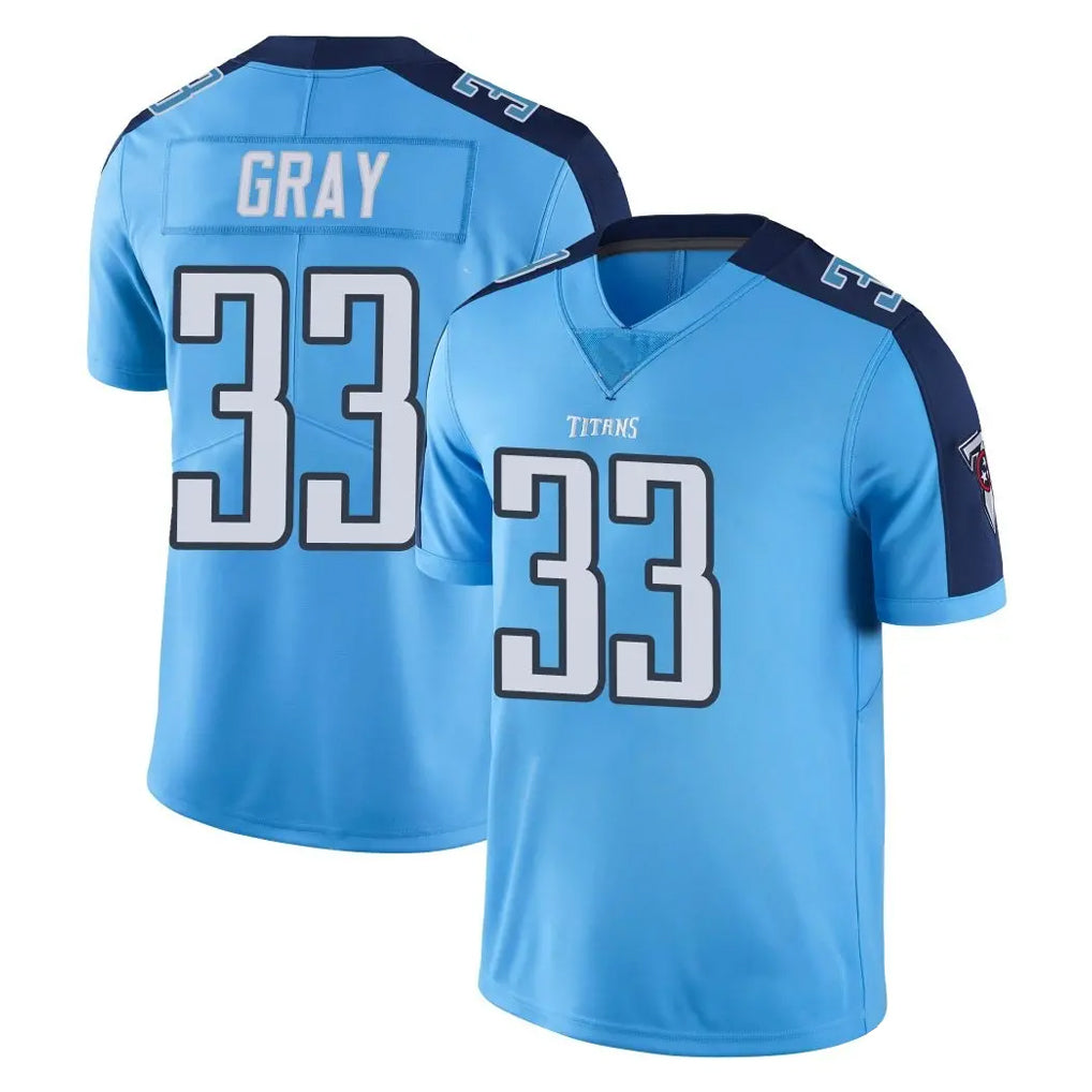 T.Titans #33 Cedric Gray Player Light Blue Limited Color Rush Home Game Gdoa Stitched Jerseys