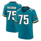 J.Jaguars #75 Emmanuel Pregnon Player Teal Prowler Throwback Limited Home Game Gdoa Stitched Jerseys