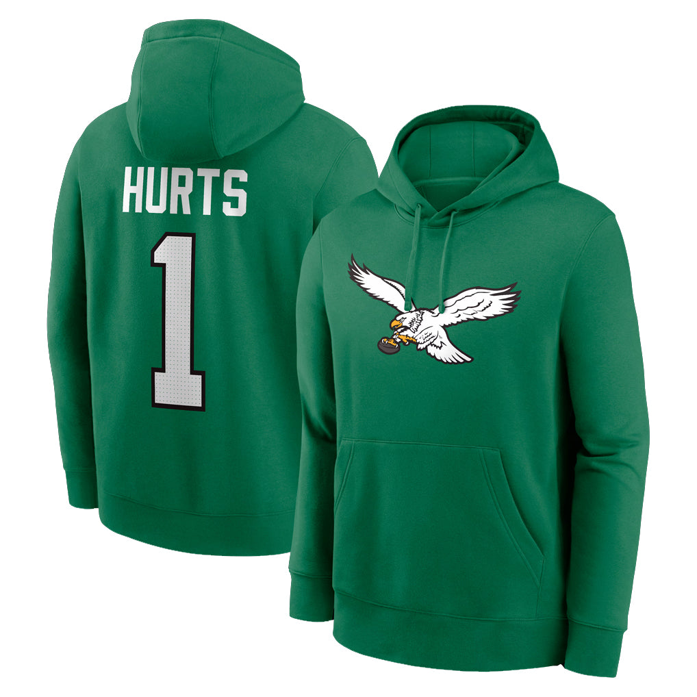 P.Eagles #1 Jalen Hurts Player Green Pullover Hoodies Home Game Gdoa Stitched Jerseys