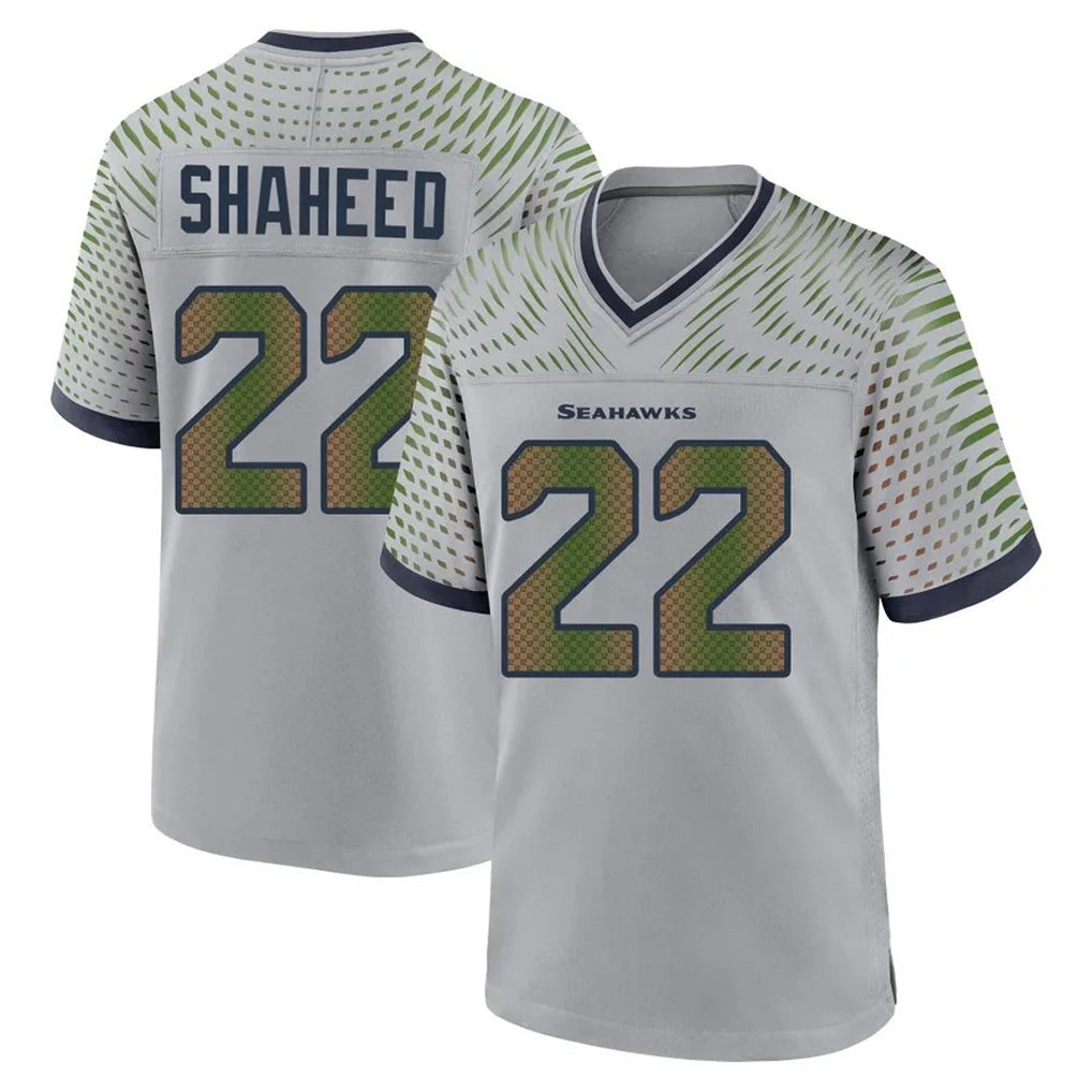 S.Seahawks #22 Rashid Shaheed Player Grey 2025 Rivalries Collection Home Game Gdoa Stitched Jerseys