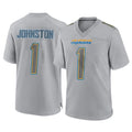 LA.Chargers #1 Quentin Johnston Player Gray Atmosphere Fashion Home Game Gdoa Stitched Jerseys