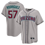 A.Diamondbacks #57 Eduardo Rodriguez Player Gray Road Home Game Gdoa Stitched Jerseys