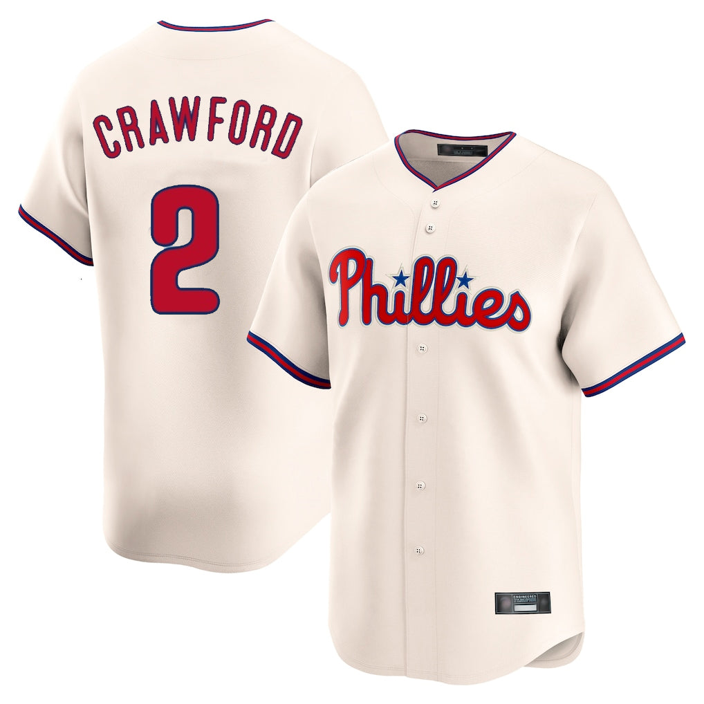 P.Phillies #2 Justin Crawford Player Cream Home Limited Fdoa Stitched Jerseys