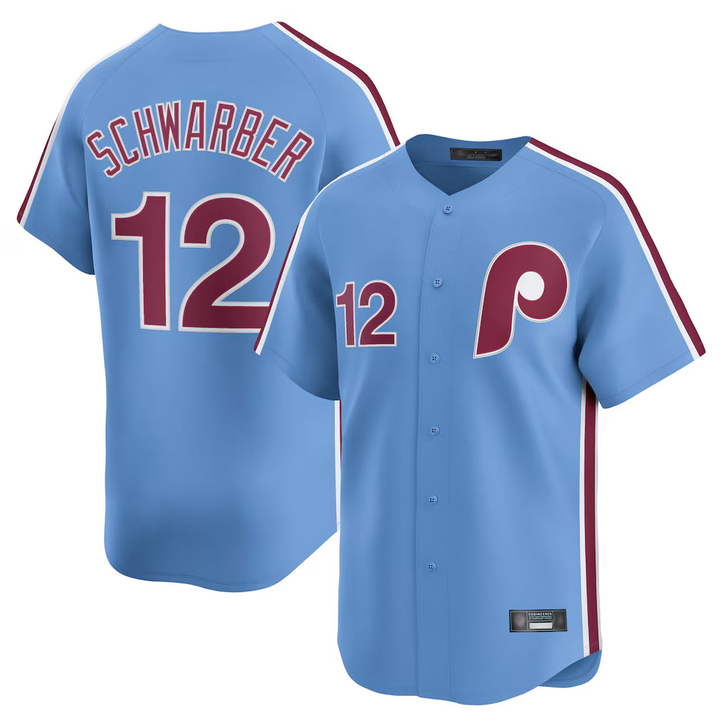 P.Phillies #12 Kyle Schwarber Player Light Blue Home Limited Fdoa Stitched Jerseys