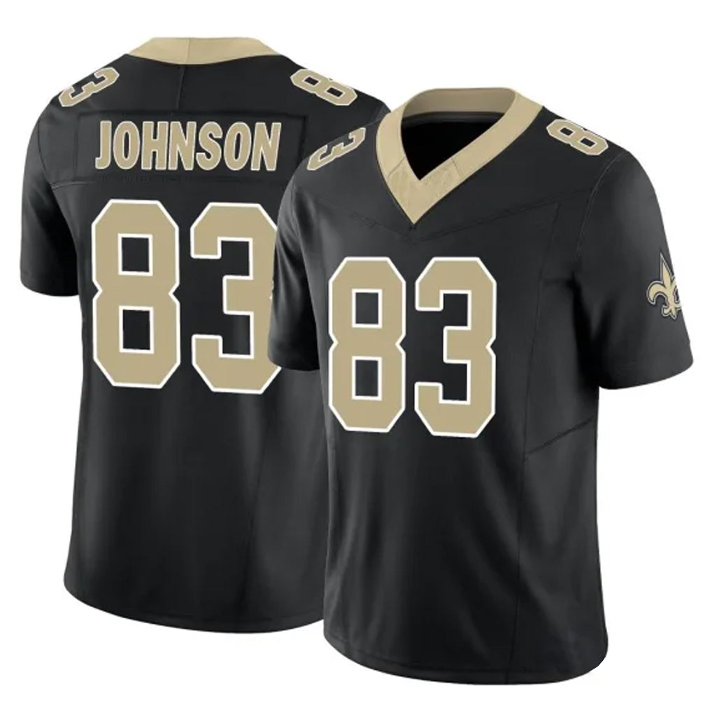 NO.Saints #83 Juwan Johnson Player Black Limited Vapor F.U.S.E. Home Game Gdoa Stitched Jerseys