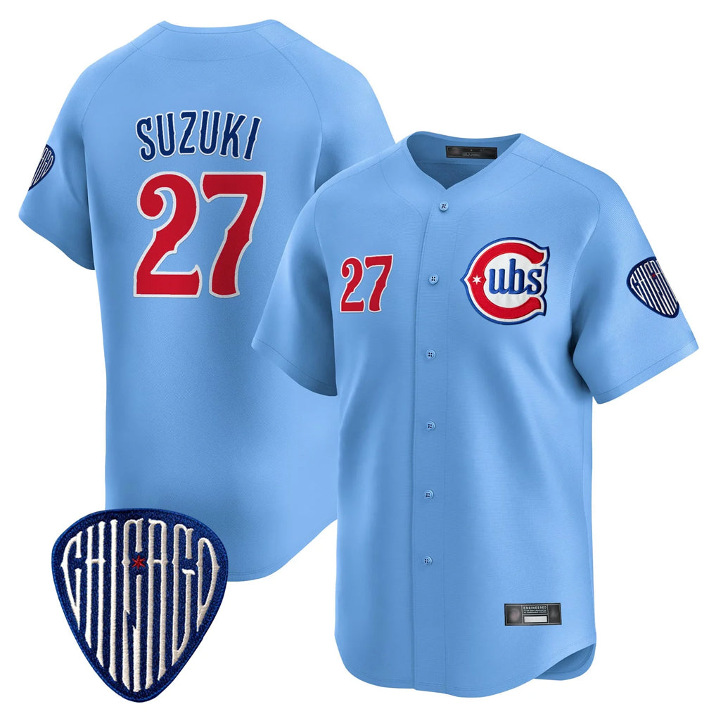 C.Cubs #27 Seiya Suzuki Player Blue Vapor Premier Limited Home Gdoa Stitched Jerseys