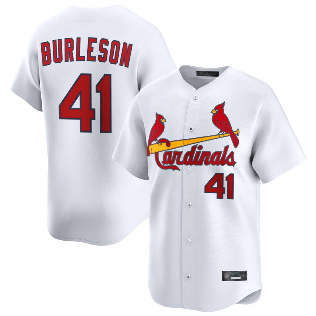 St. Louis Cardinals #41 Alec Burlesona Player White Home Limited Fdoa Stitched Jerseys
