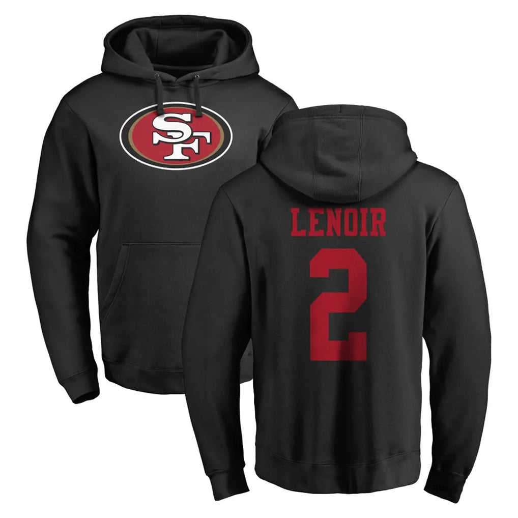 SF.49ers #2 Deommodore Lenoir Player Black LOGO Pullover Hoodies Home Game Gdoa Stitched Jerseys