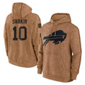 B.Bills #10 Khalil Shakir Player Brown Salute to Service Hoodies Gdoa Stitched Jerseys