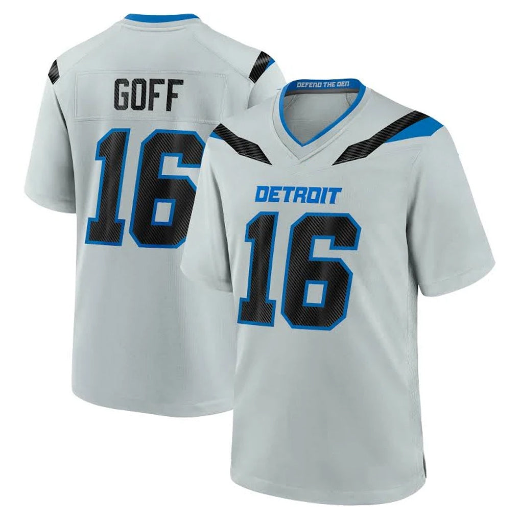 D.Lions #16 Jared Goff Player Silver 2026 Rivalries Collection Home Game Gdoa Stitched Jerseys
