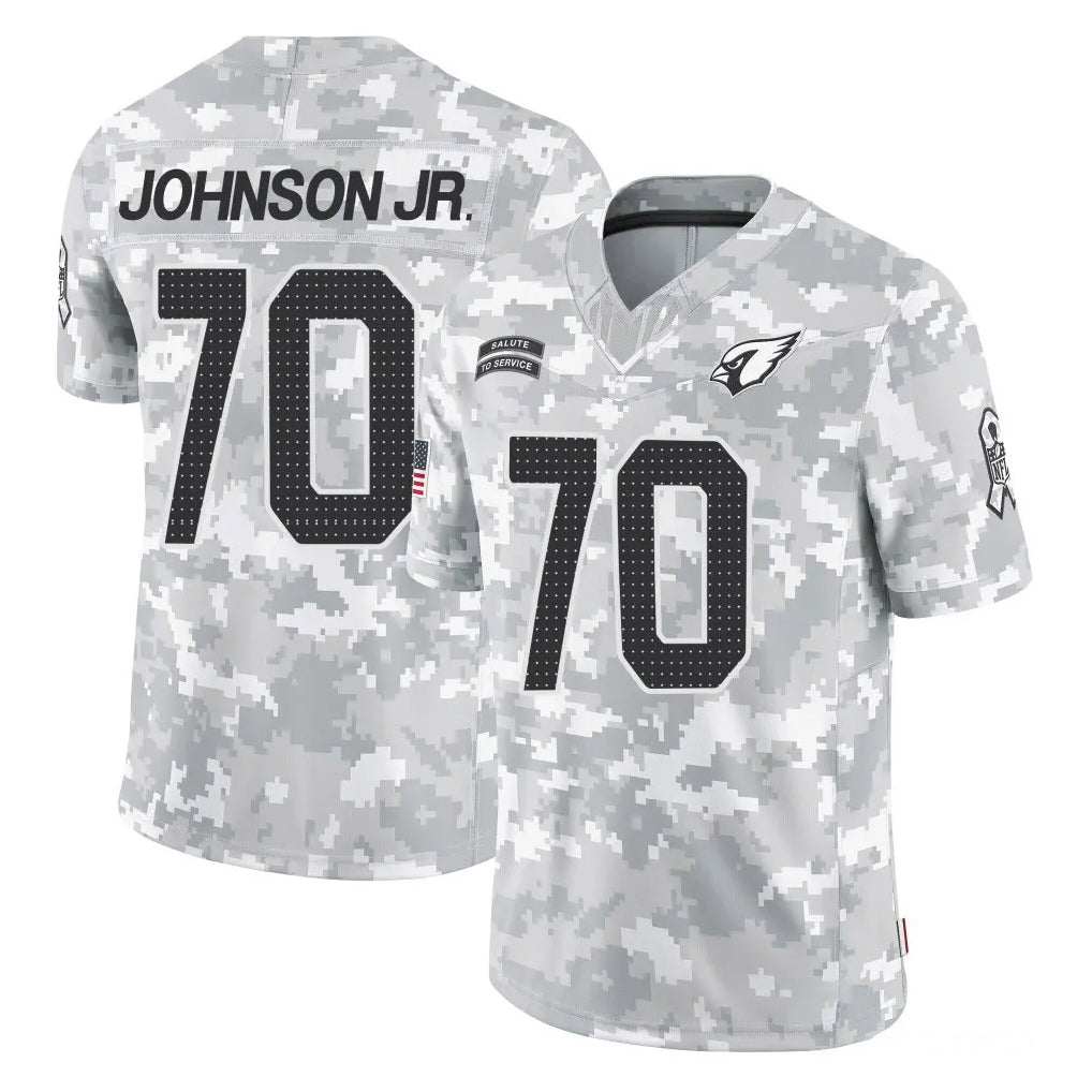 A.Cardinals #70 Paris Johnson Jr. Player Arctic Camo Limited Salute To Service Home Game Gdoa Stitched Jerseys
