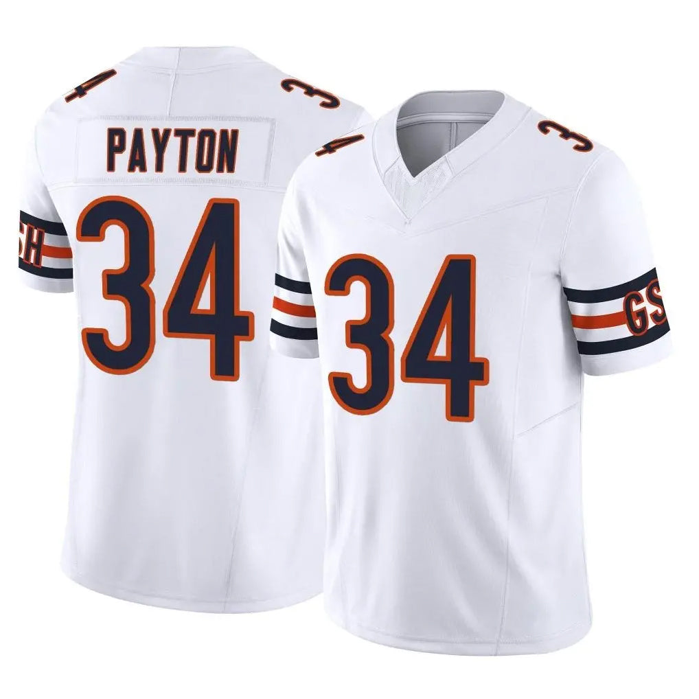 C.Bears #34 Walter Payton Player White Vapor F.U.S.E. Limited Home Game Gdoa Stitched Jerseys