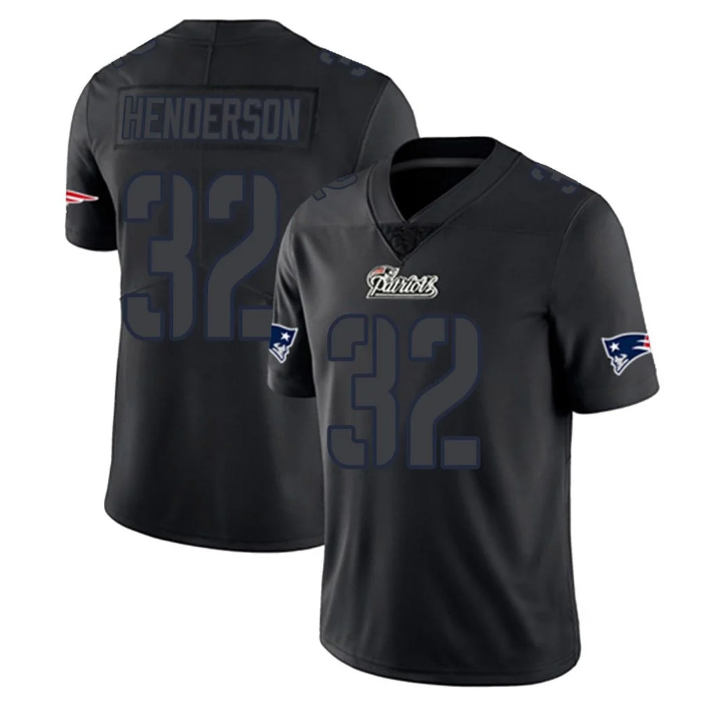 NE.Patriots #32 TreVeyon Henderson Player Black Impact LImited Home Game Gdoa Stitched Jerseys
