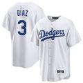 LA.Dodgers #3 Edwin D¨ªaz Player White Game Home Fdoa Stitched Jerseys