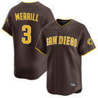 S.Diego Padres #3 Jackson Merrill Player Brown Home Limited Fdoa Stitched Jerseys