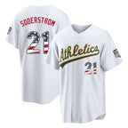 Athletics #21 Tyler Soderstrom Player White USA 250 Fourth of July Home Game Gdoa250Ys Stitched Jerseys