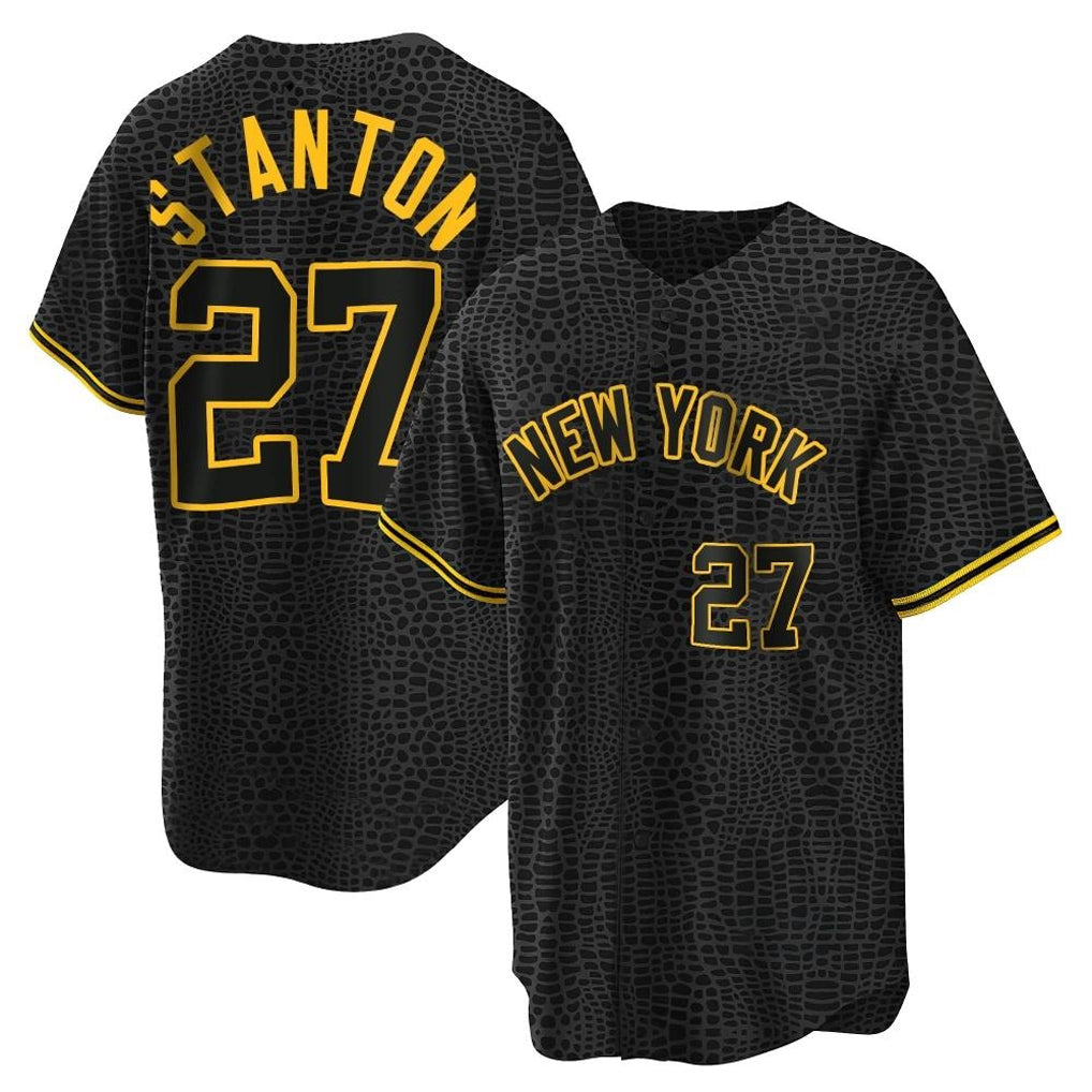 NY.Yankees #27 Giancarlo Stanton Player Black Snake Skin City Game Home Fdoa Stitched Jerseys