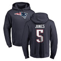 NE.Patriots #5 Dre'Mont Jones Player Navy LOGO Pullover Hoodies Home Game Gdoa Stitched Jerseys