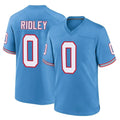 T.Titans #0 Calvin Ridley Player Light Blue Oilers Throwback Home Game Gdoa Stitched Jerseys
