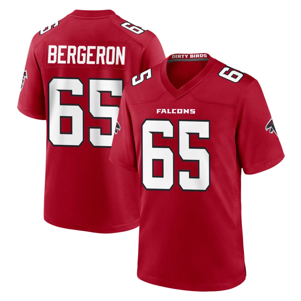 A.Falcons #65 Matthew Bergeron Player Red Team Color Home Game Gdoa Stitched Jerseys
