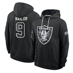 LV.Raiders #9 Jalen Nailor Player 2026 Black Logo Pullover Hoodies Limited Game Stitched Jerseys