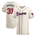 A.Braves #31 Greg Maddux Player Cream Limited Elite Home Game Gdoa Stitched Jerseys