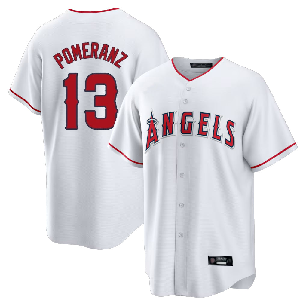 LA.Angels #13 Drew Pomeranz Player White Home Game Fdoa Stitched Jerseys