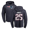 NE.Patriots #25 Marcus Jones Player Navy LOGO Pullover Hoodies Home Game Gdoa Stitched Jerseys