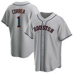 H.Astros #1 Carlos Correa Player Gray Home Game Gdoa Stitched Jerseys