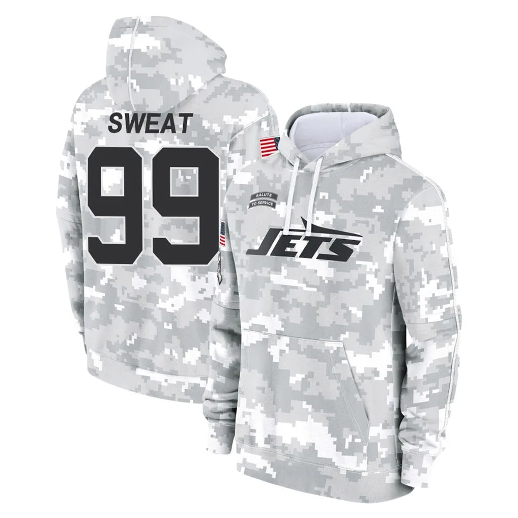 NY.Jets #99 T'Vondre Sweat Player Arctic Camo Salute to Service Pullover Hoodies Limited Game Gdoa Stitched Jerseys