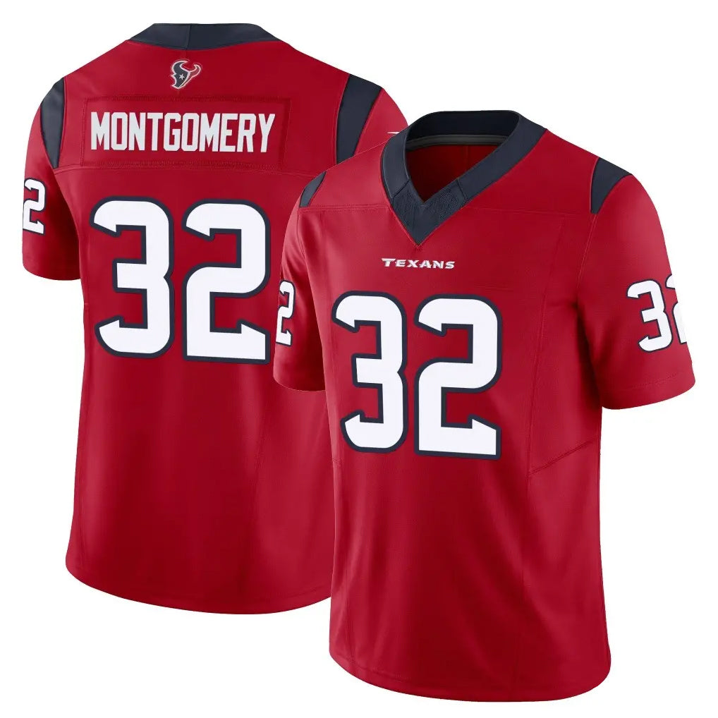 H.Texans #32 David Montgomery Player Red Limited Vapor F.U.S.E. Home Game Gdoa Stitched Jerseys