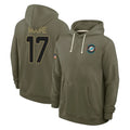 M.Dolphins #17 Trey Moore Player Olive Salute to Service Pullover Hoodies Limited Gdoa Stitched Jerseys
