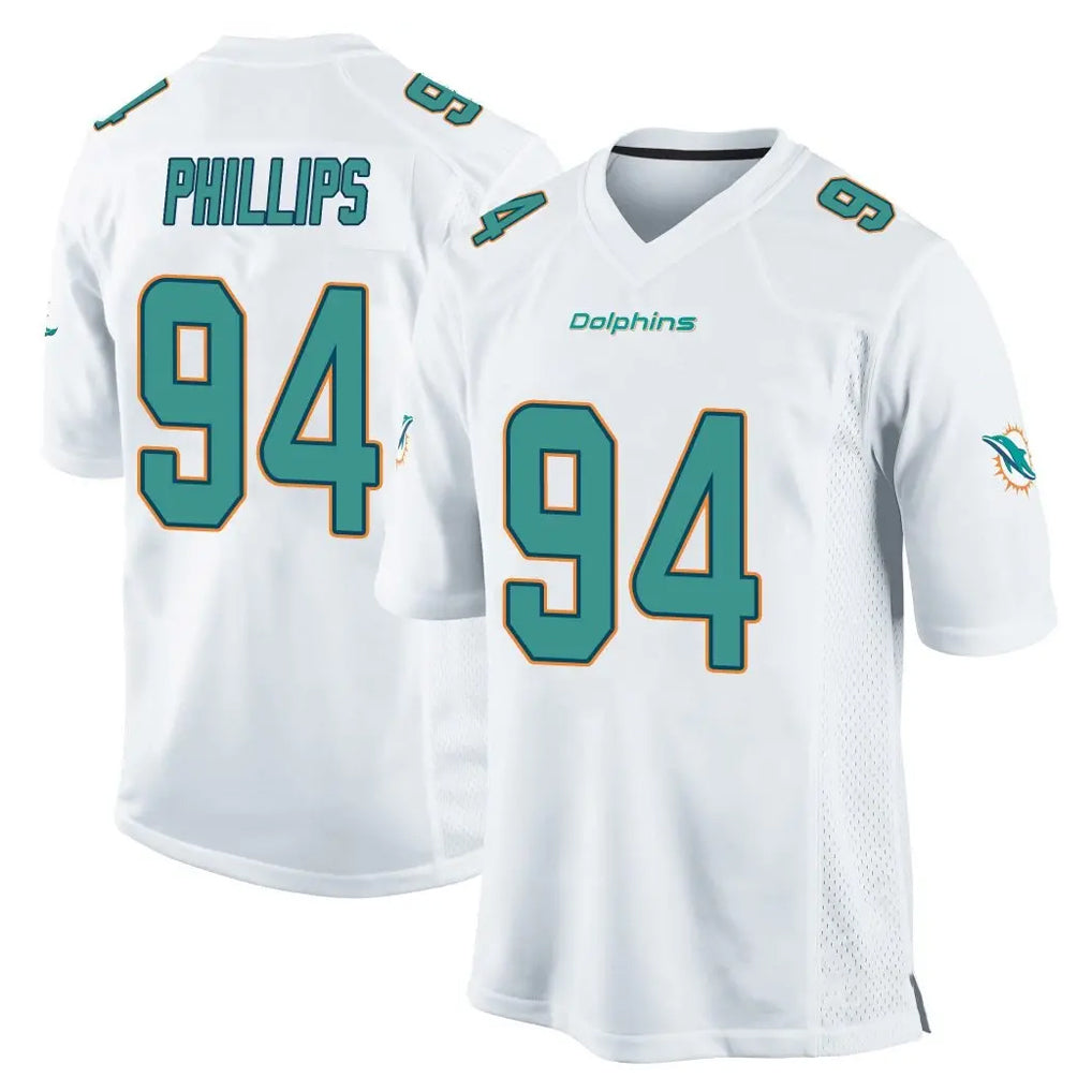 M.Dolphins #94 Jordan Phillips Player White Home Game Gdoa Stitched Jerseys