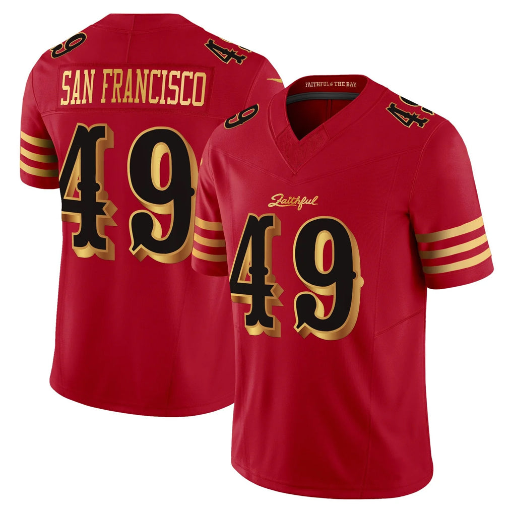 SF.49ers #49 The Faithful Player Red Rivalries Vapor Limited Home Game Gdoa Stitched Jerseys