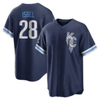 KC.Royals #28 Kyle Isbel Player Navy City Connect Home Game Gdoa Stitched Jerseys