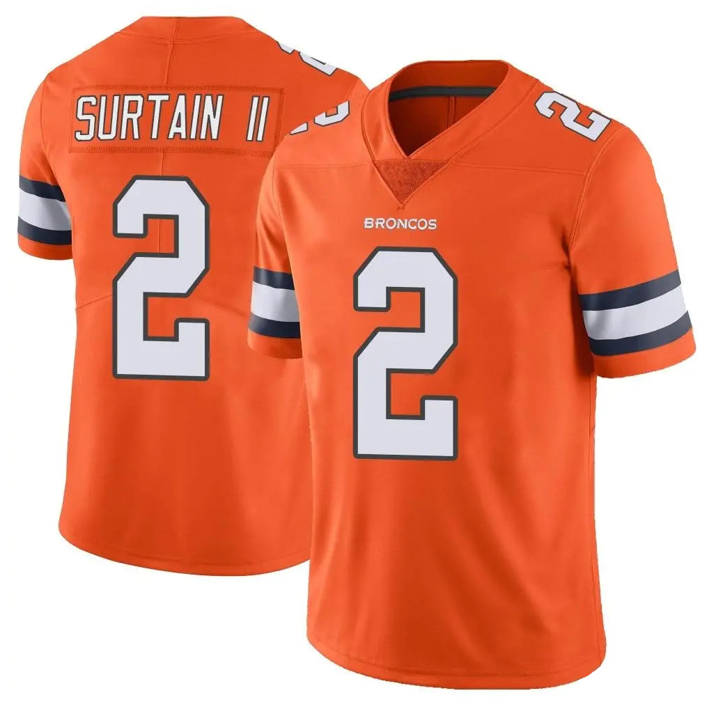 D.Broncos #2 Pat Surtain II Player Orange Vapor Untouchable Limited Home Game Gdoa Stitched Jerseys