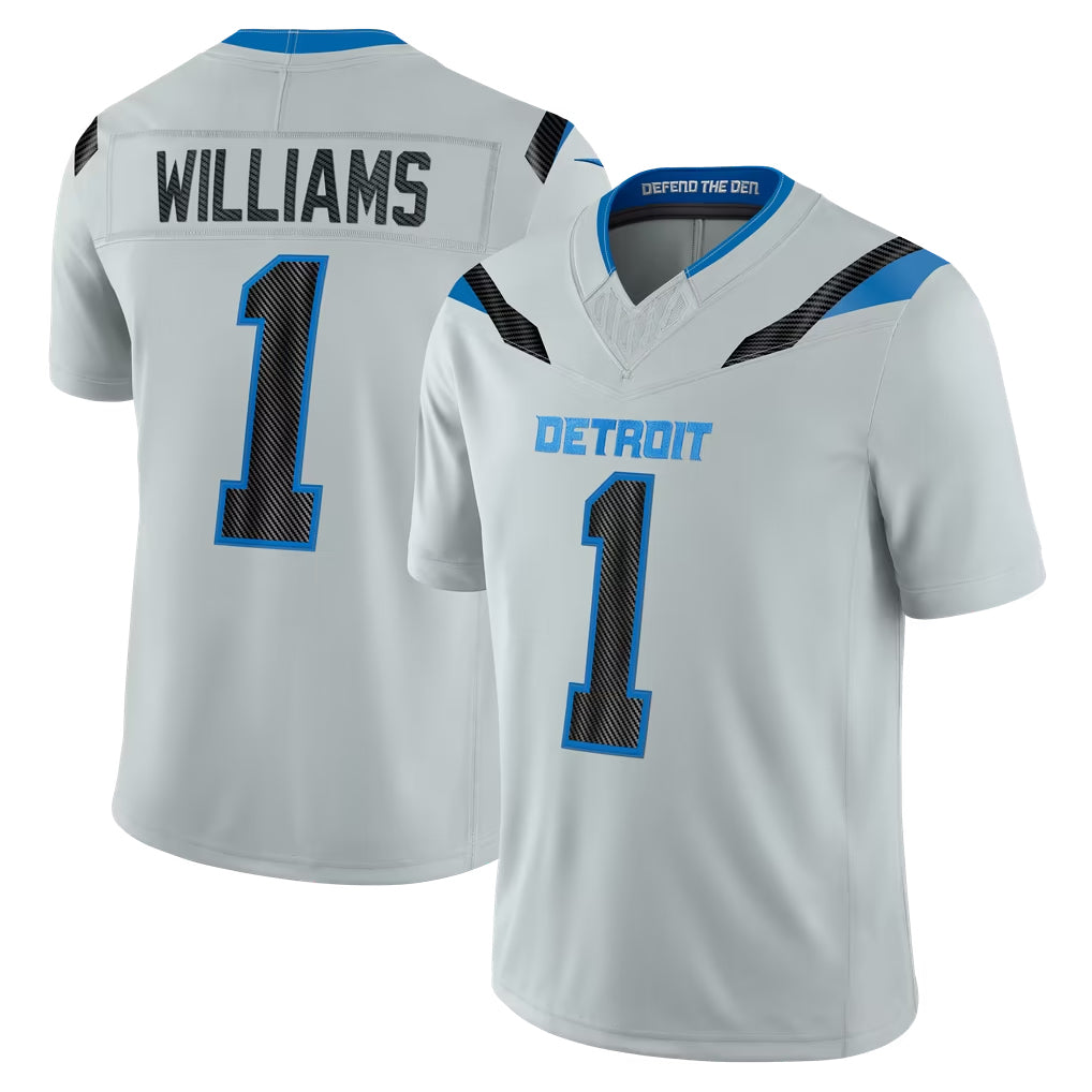 D.Lions #1 Jameson Williams Player Silver Limited 2026 Rivalries Collection Home Game Gdoa Stitched Jerseys