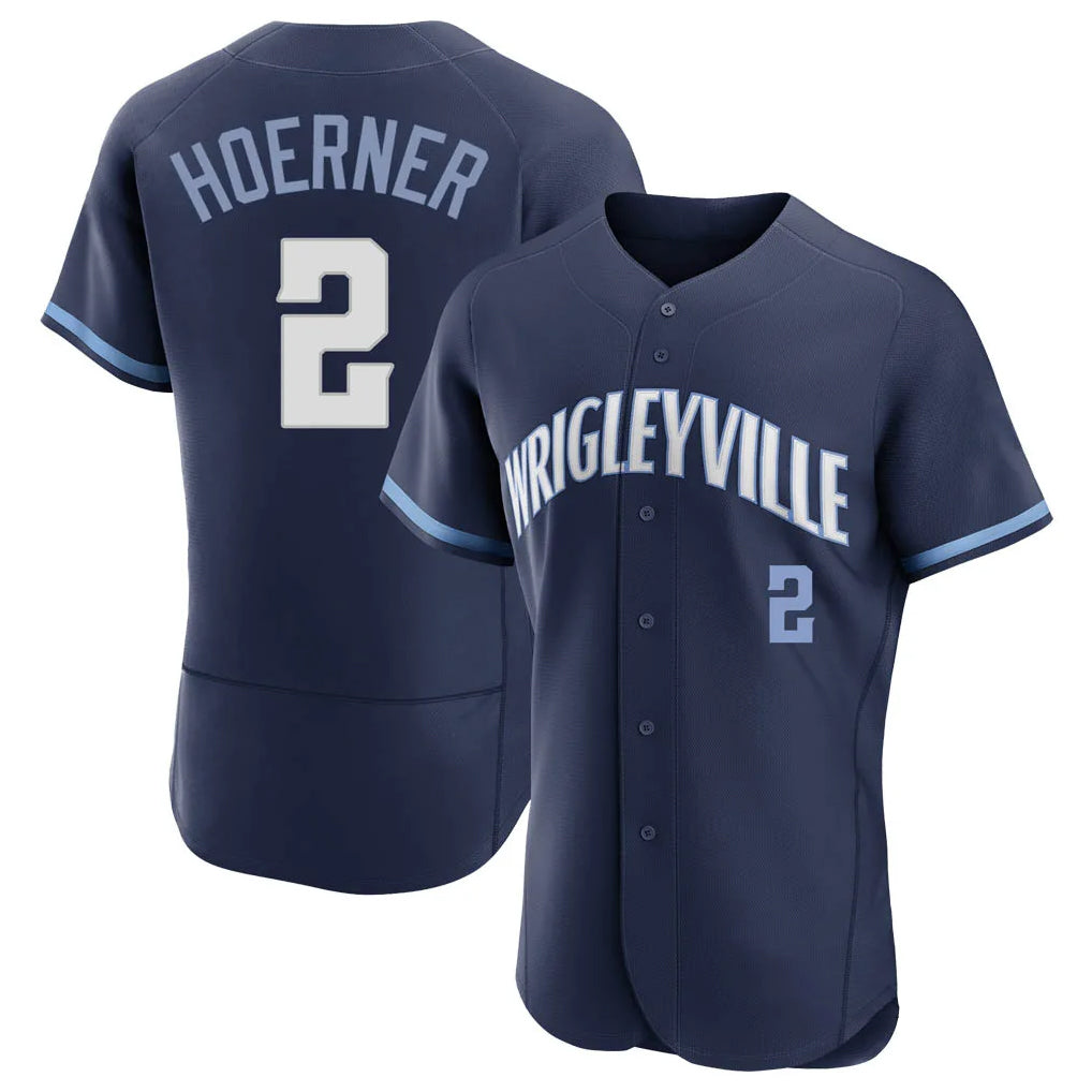 C.Cubs #2 Nico Hoerner Player Navy City Connect Limited Elite Home Gdoa Stitched Jerseys