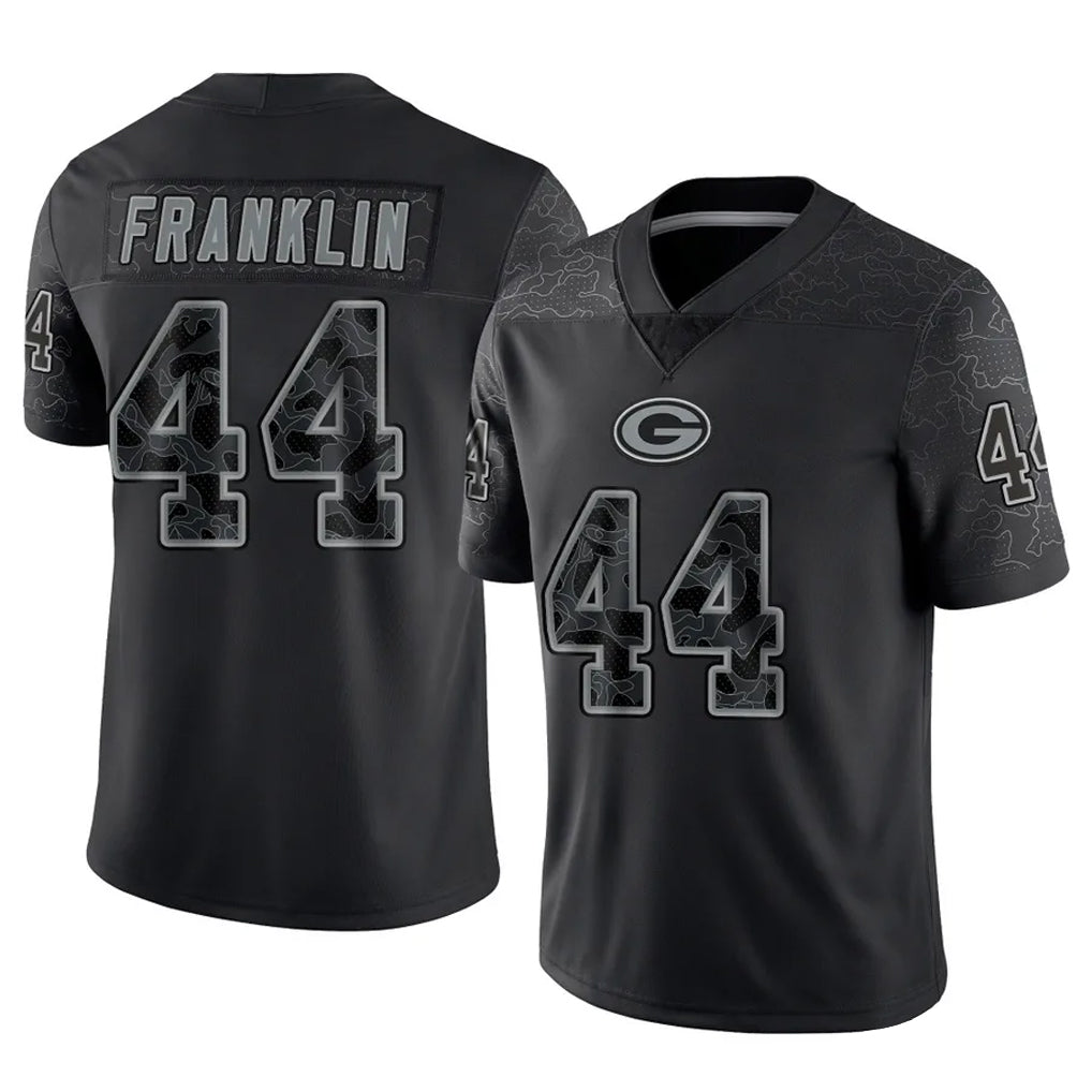 GB.Packers #44 Zaire Franklin Player Black Reflective Limited Home Game Gdoa Stitched Jerseys